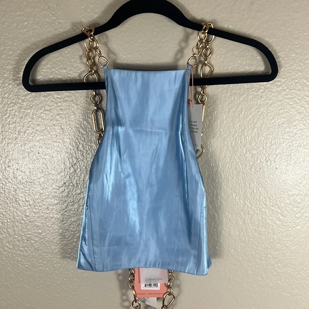 (SOLD) Cult Gaia Joey Chain Top Icy Blue - Picture 5 of 13